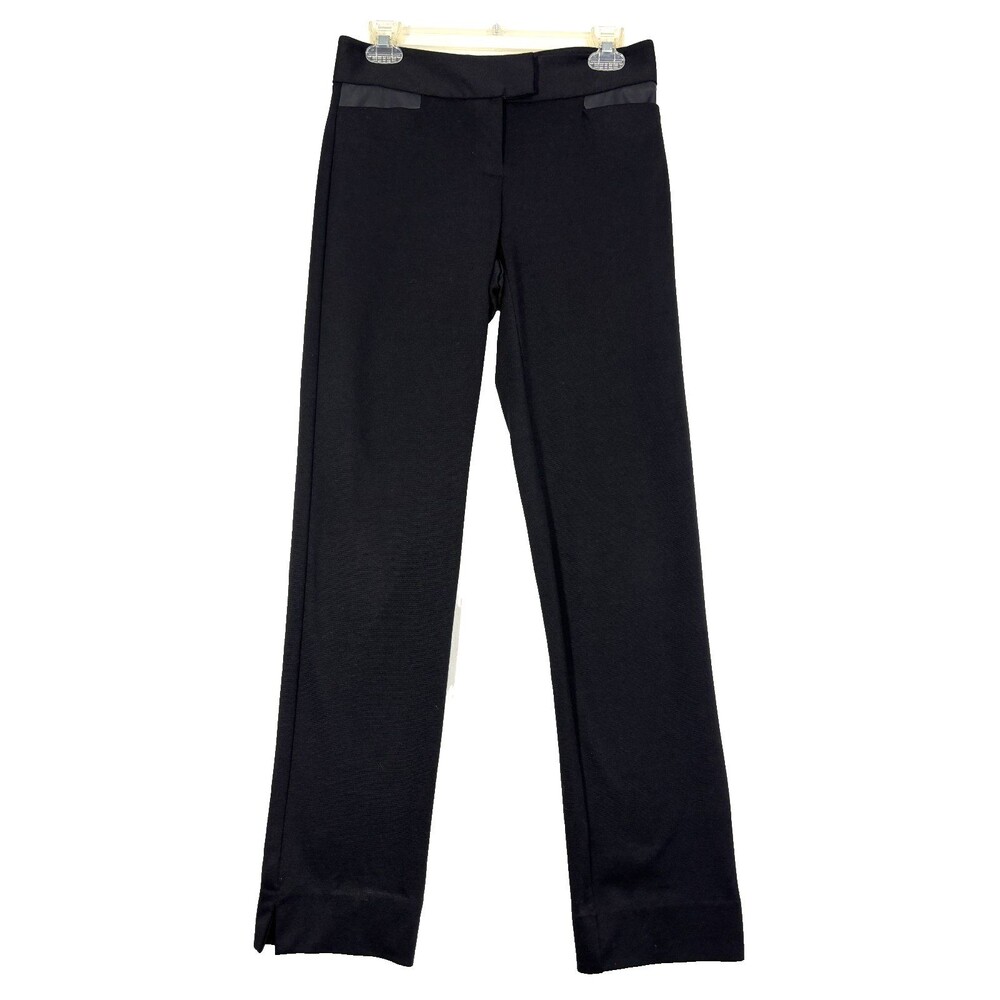 Catherine Malandrino Dress Pant Sz 2 Black Stretch Satin Pocket Mid Rise Classic